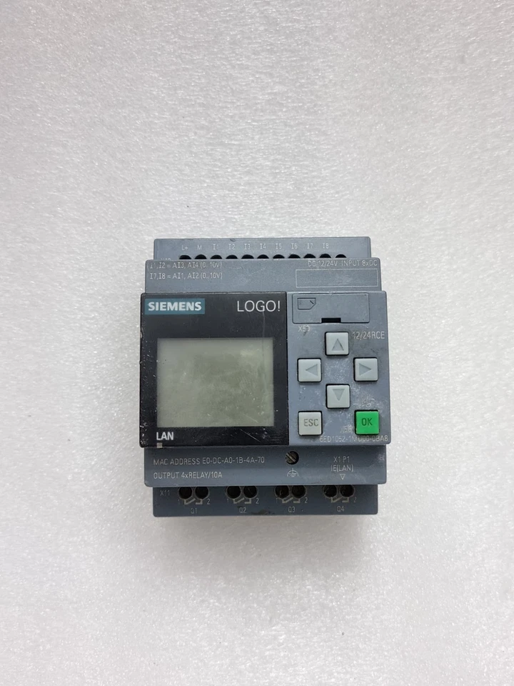 Siemens 6ED1052-1MD00-0BA8 BM 12/24RCE Logo Plc Controller 6ED10521MD000B8 Used